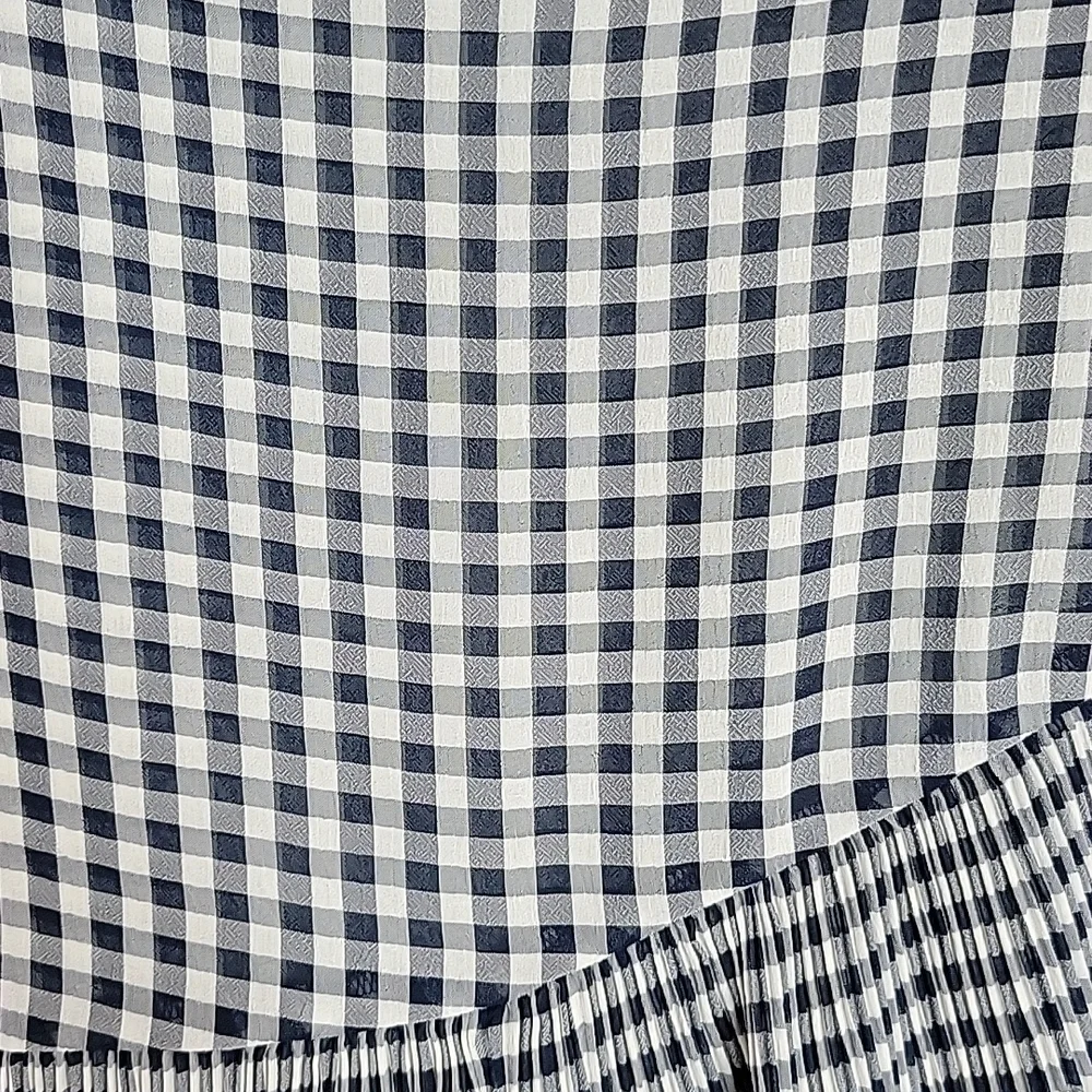 ANN TAYLOR Blue and White‎ Checkered, Pleated, Ruffled, and Tiered Skirt 6P